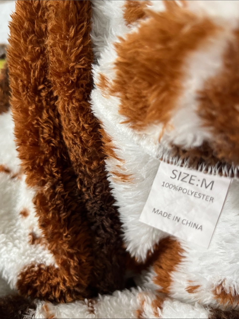 Faux Fur Cow-Print Jacket - White & Brown Cozy Outerwear - Picture 7 of 9